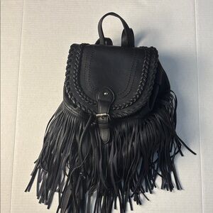 Chic Black Fringe Backpack
